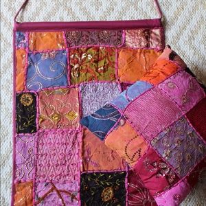 Multi-Colored Tapestry and Matching Pillow
